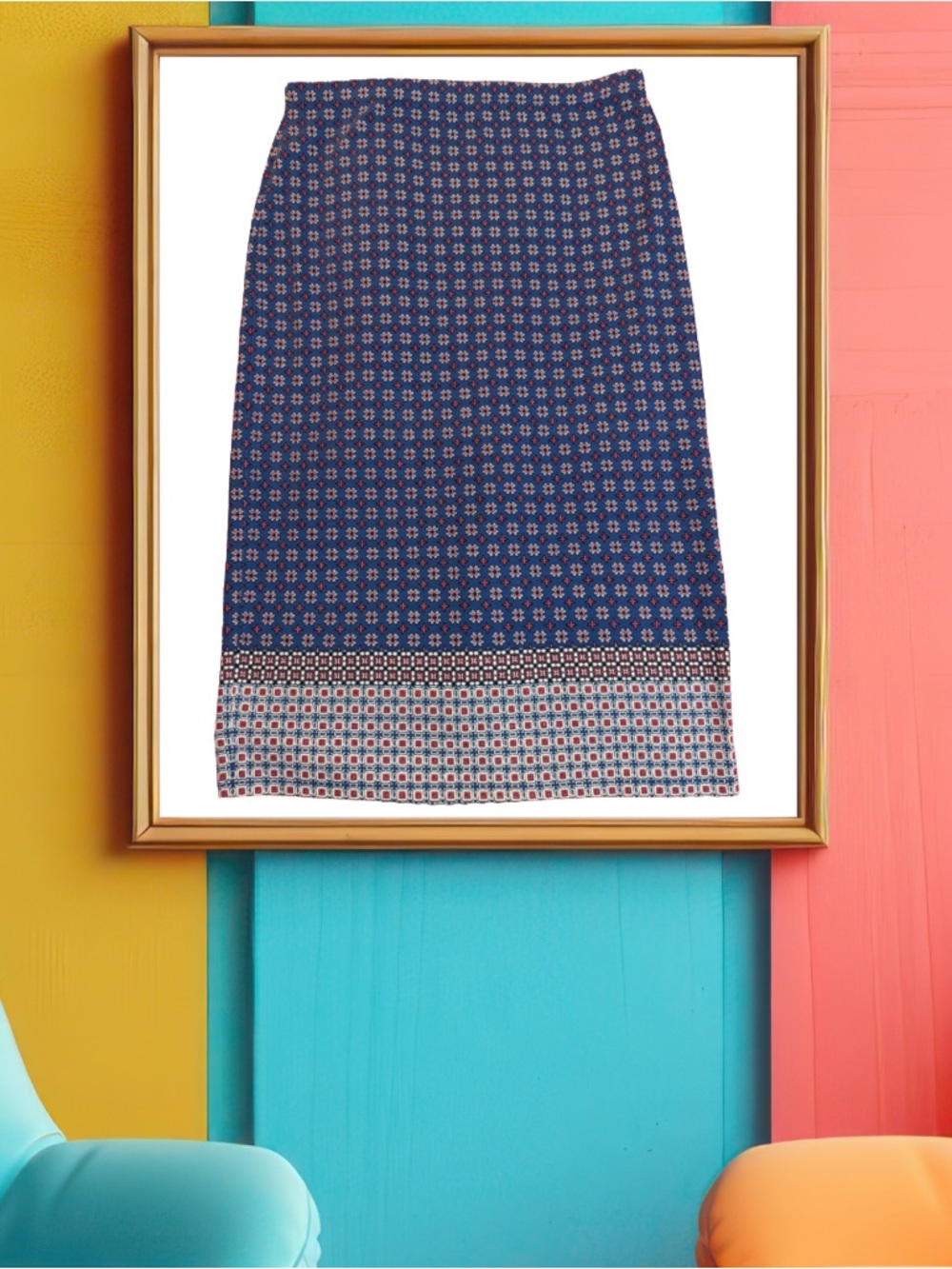 BOGO! Blue Pencil Skirt with Contrasting Hem